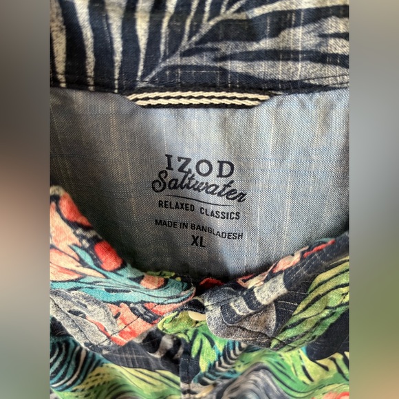 Excellent IZOD XL cotton tropical coastal short sleeve button down barely worn - Picture 4 of 9